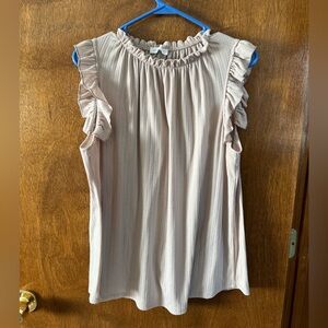 Ces Femme Gray Ruffled Sleeveless Blouse